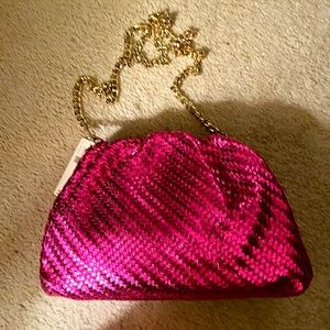 NWT Metallic Fuschia woven clutch/handbag